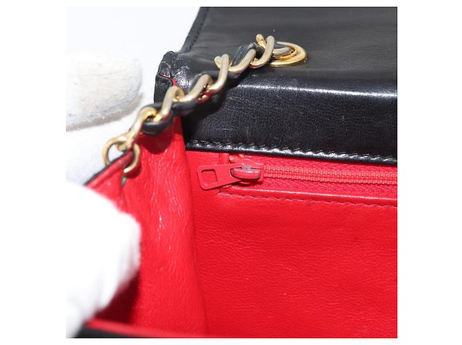 CHANEL Borsa a Spalla Matelassé con Catena Nylon Nero Oro CC Auth 176872 D'oro - vista 20