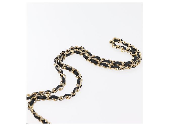 CHANEL Borsa a Spalla Matelassé con Catena Nylon Nero Oro CC Auth 176872 D'oro - vista 8