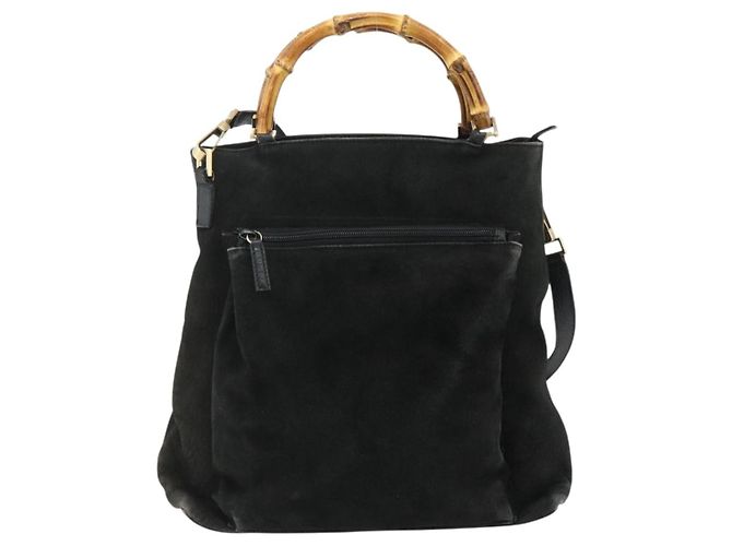 Borsa a mano GUCCI Bamboo Suede 2 vie Nero Oro 002 2122 0506 Auth ep14234 D'oro - vista 13