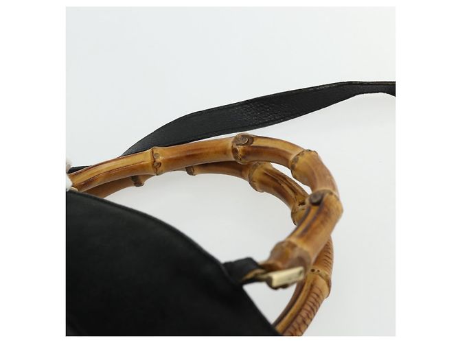 Borsa a mano GUCCI Bamboo Suede 2 vie Nero Oro 002 2122 0506 Auth ep14234 D'oro - vista 14