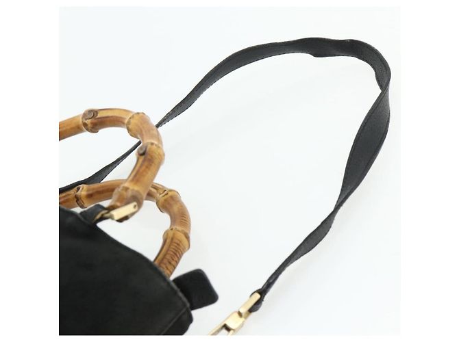 Borsa a mano GUCCI Bamboo Suede 2 vie Nero Oro 002 2122 0506 Auth ep14234 D'oro - vista 15