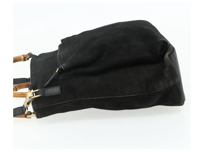 Borsa a mano GUCCI Bamboo Suede 2 vie Nero Oro 002 2122 0506 Auth ep14234 D'oro - vista 3