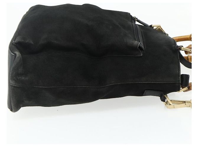 Borsa a mano GUCCI Bamboo Suede 2 vie Nero Oro 002 2122 0506 Auth ep14234 D'oro - vista 4
