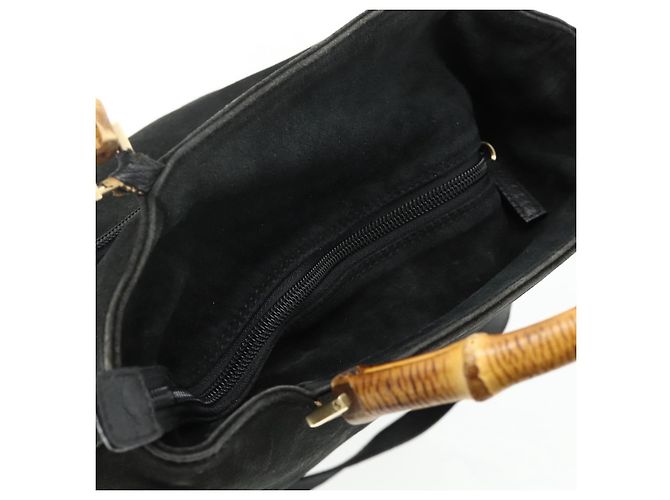 Borsa a mano GUCCI Bamboo Suede 2 vie Nero Oro 002 2122 0506 Auth ep14234 D'oro - vista 6