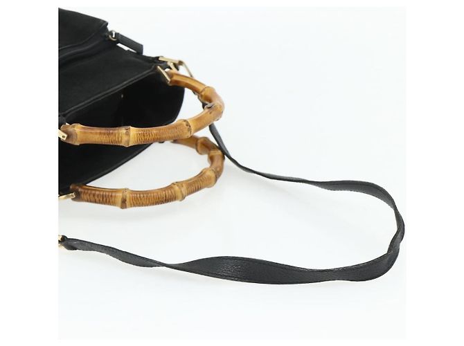 Borsa a mano GUCCI Bamboo Suede 2 vie Nero Oro 002 2122 0506 Auth ep14234 D'oro - vista 8