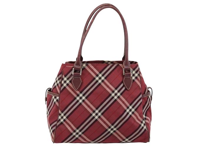 Borsa a mano Burberry Nova Check Blue Label in nylon rosso argento autentica bs34679 - vista 2