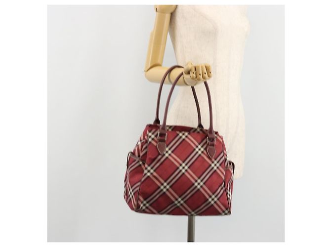 Borsa a mano Burberry Nova Check Blue Label in nylon rosso argento autentica bs34679 - vista 21