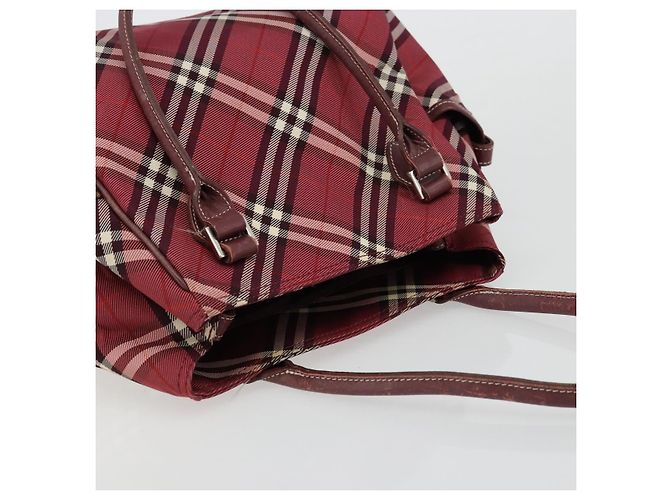 Borsa a mano Burberry Nova Check Blue Label in nylon rosso argento autentica bs34679 - vista 6