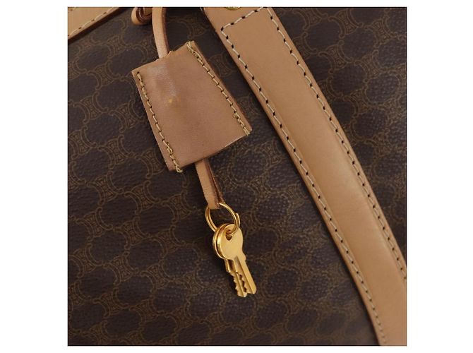Céline Borsa Boston in tela Macadam CELINE in pelle PVC marrone oro Auth BAZ495 D'oro - vista 10