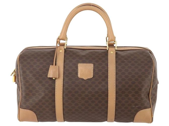 Céline Borsa Boston in tela Macadam CELINE in pelle PVC marrone oro Auth BAZ495 D'oro - vista 13