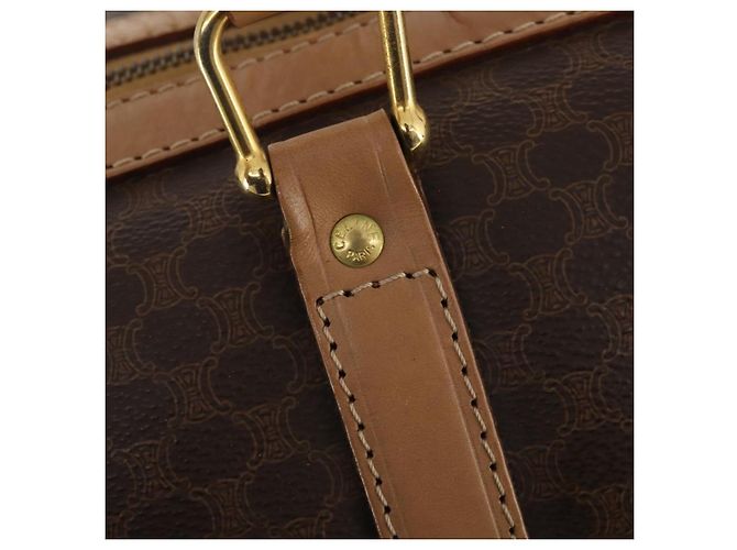 Céline Borsa Boston in tela Macadam CELINE in pelle PVC marrone oro Auth BAZ495 D'oro - vista 17