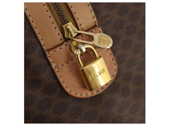 Céline Borsa Boston in tela Macadam CELINE in pelle PVC marrone oro Auth BAZ495 D'oro - vista 19