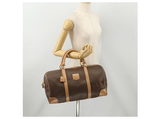 Céline Borsa Boston in tela Macadam CELINE in pelle PVC marrone oro Auth BAZ495 D'oro - vista 24
