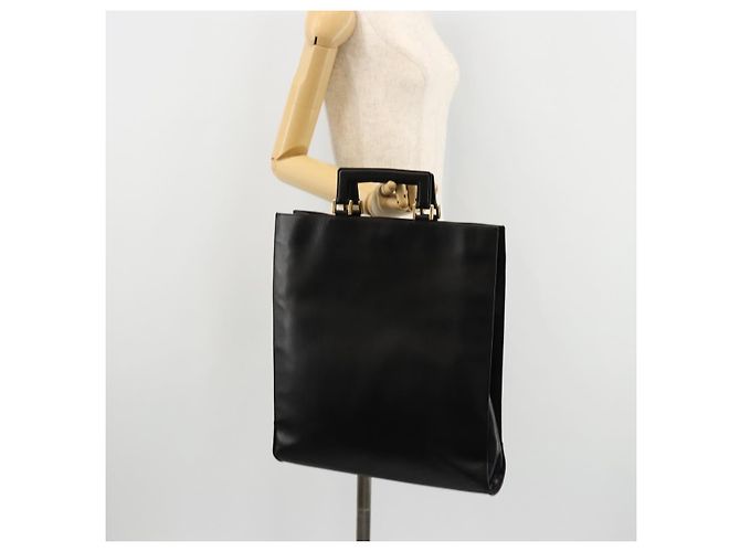 Borsa a mano in pelle nera e oro GUCCI Auth bs34709 Nero D'oro - vista 21