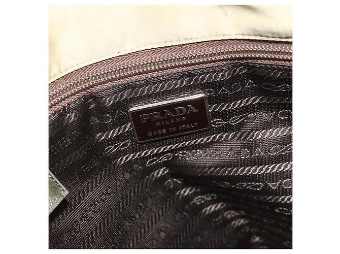PRADA Handtasche aus Nylon Beige Silber Authentisch bs34678 - Ansicht 10