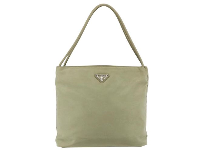 PRADA Handtasche aus Nylon Beige Silber Authentisch bs34678 - Ansicht 13