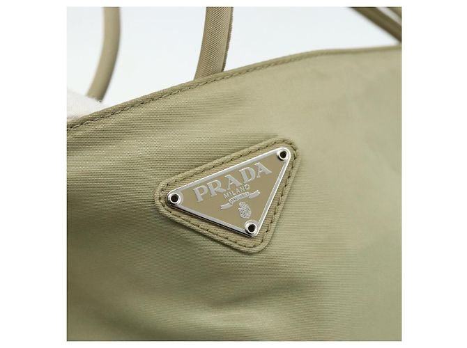 PRADA Handtasche aus Nylon Beige Silber Authentisch bs34678 - Ansicht 17