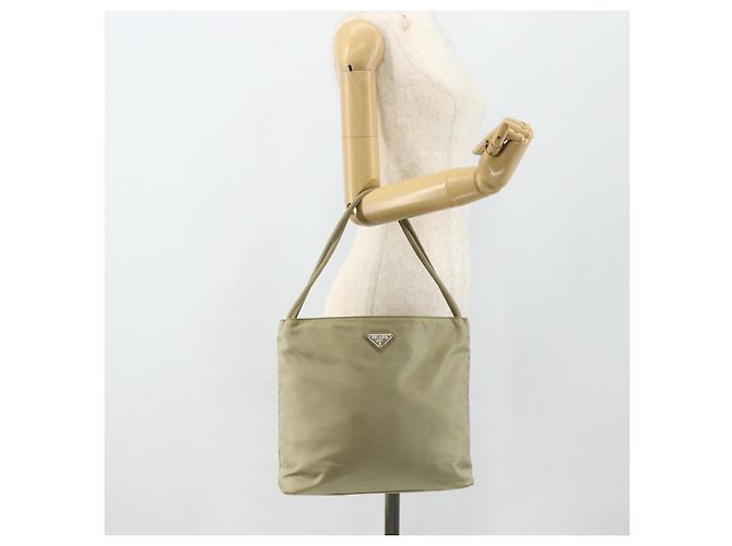 PRADA Handtasche aus Nylon Beige Silber Authentisch bs34678 - Ansicht 25