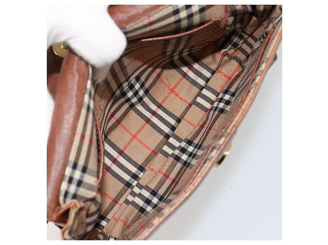 Borsa a Spalla Burberry in Pelle Marrone Oro Auth ep14277 D'oro - vista 12
