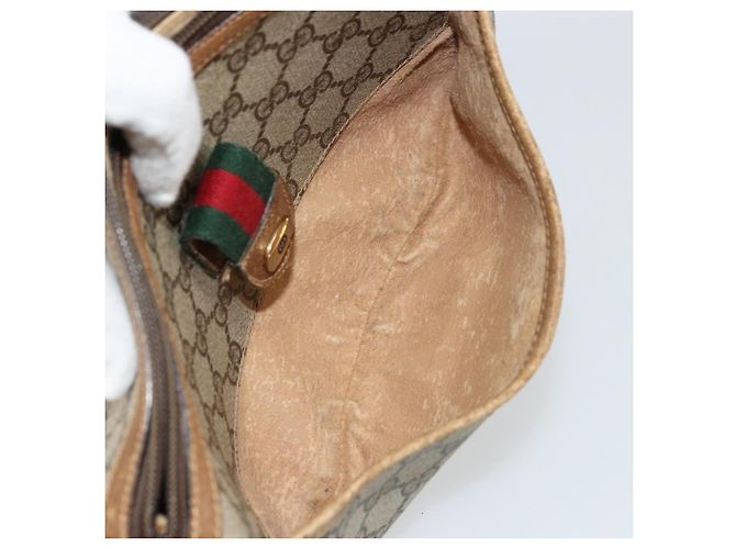 Borsa Sherry Line GG Supreme Web di GUCCI in PVC beige e oro 89 02 032 Auth 176224 D'oro - vista 11
