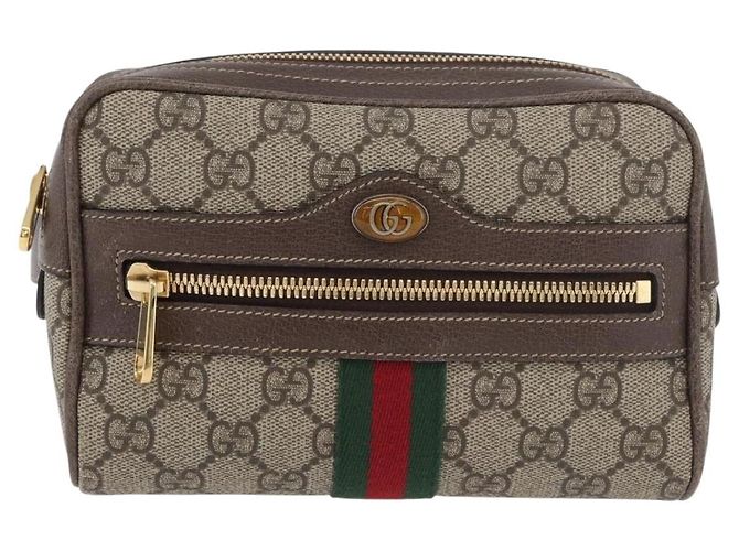 GUCCI GG Supreme Web Sherry Line Marsupio PVC Beige Oro 517076 Auth 175059SAM D'oro - vista 13