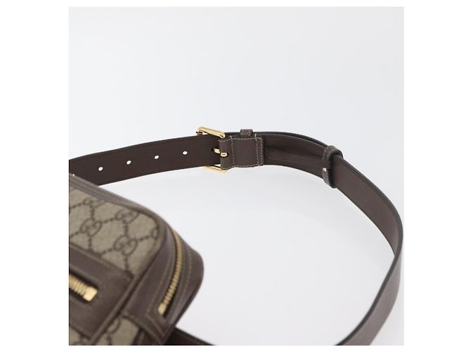 GUCCI GG Supreme Web Sherry Line Marsupio PVC Beige Oro 517076 Auth 175059SAM D'oro - vista 14
