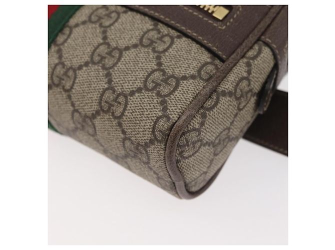GUCCI GG Supreme Web Sherry Line Marsupio PVC Beige Oro 517076 Auth 175059SAM D'oro - vista 15