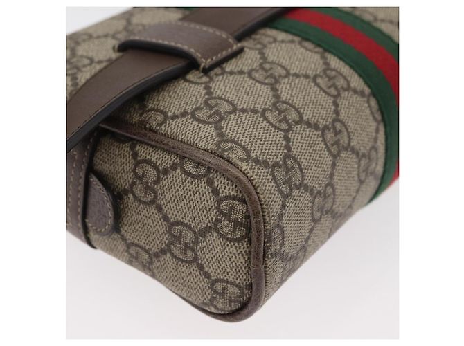 GUCCI GG Supreme Web Sherry Line Marsupio PVC Beige Oro 517076 Auth 175059SAM D'oro - vista 16
