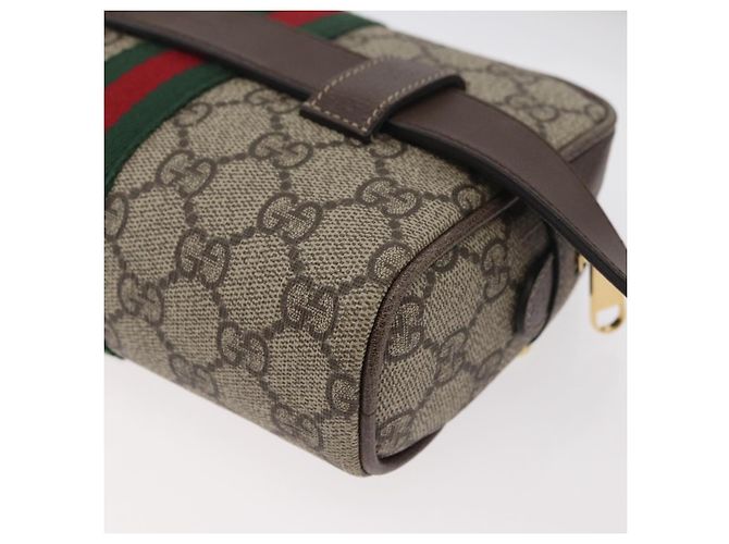 GUCCI GG Supreme Web Sherry Line Marsupio PVC Beige Oro 517076 Auth 175059SAM D'oro - vista 17