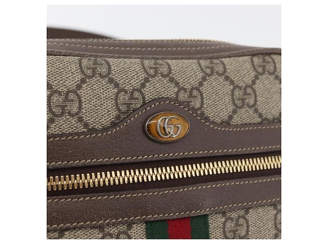 GUCCI GG Supreme Web Sherry Line Marsupio PVC Beige Oro 517076 Auth 175059SAM D'oro - vista 18