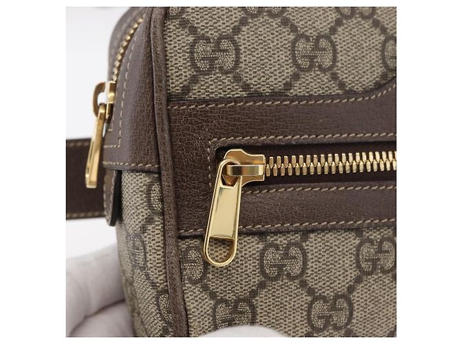 GUCCI GG Supreme Web Sherry Line Marsupio PVC Beige Oro 517076 Auth 175059SAM D'oro - vista 19