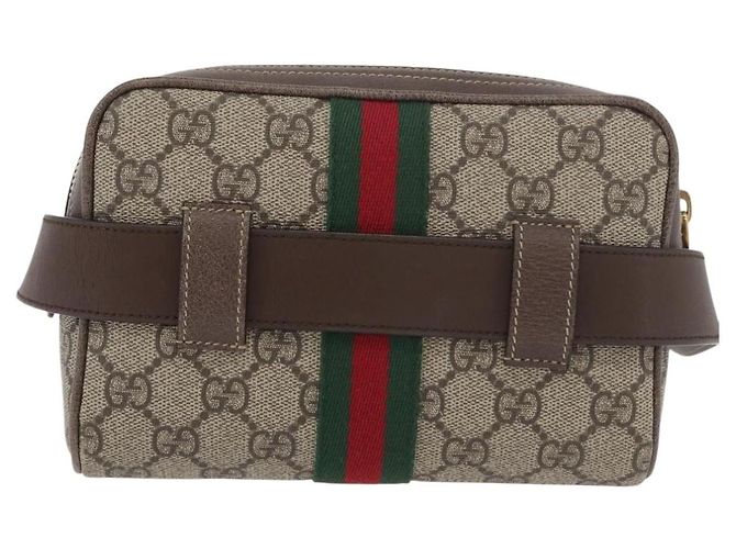 GUCCI GG Supreme Web Sherry Line Marsupio PVC Beige Oro 517076 Auth 175059SAM D'oro - vista 2