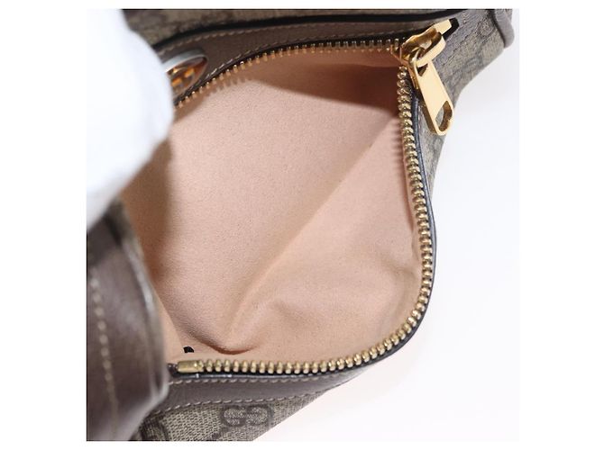 GUCCI GG Supreme Web Sherry Line Marsupio PVC Beige Oro 517076 Auth 175059SAM D'oro - vista 23