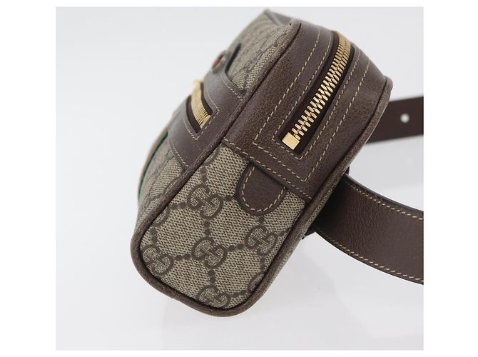 GUCCI GG Supreme Web Sherry Line Marsupio PVC Beige Oro 517076 Auth 175059SAM D'oro - vista 3