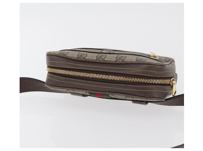 GUCCI GG Supreme Web Sherry Line Marsupio PVC Beige Oro 517076 Auth 175059SAM D'oro - vista 6