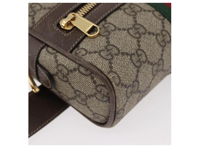 GUCCI GG Supreme Web Sherry Line Marsupio PVC Beige Oro 517076 Auth 175059SAM D'oro - vista 8