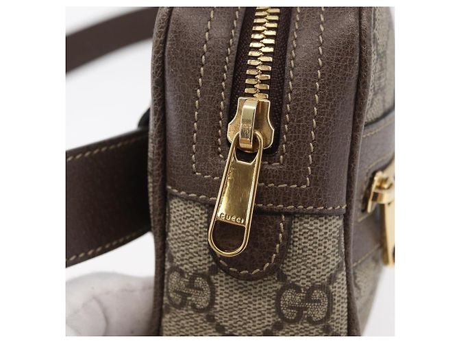 GUCCI GG Supreme Web Sherry Line Marsupio PVC Beige Oro 517076 Auth 175059SAM D'oro - vista 9