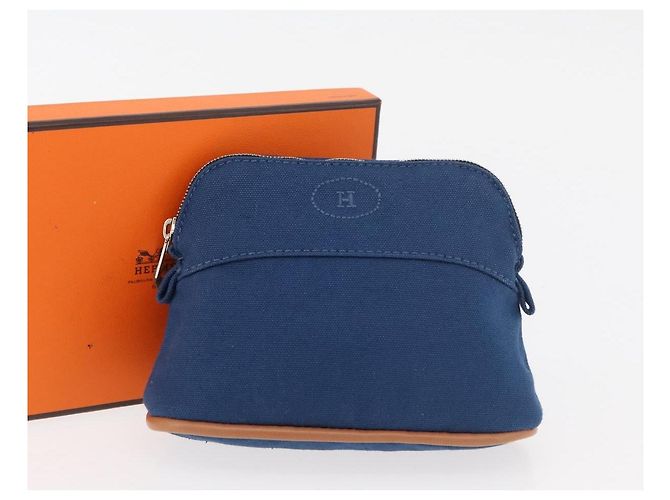 Hermès Pochette Bolide 15 in cotone Blu Auth bs34759A - vista 12