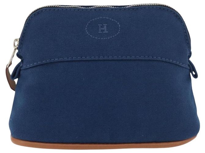Hermès Pochette Bolide 15 in cotone Blu Auth bs34759A - vista 13