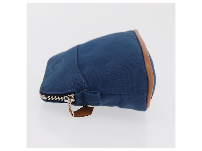Hermès Pochette Bolide 15 in cotone Blu Auth bs34759A - vista 4