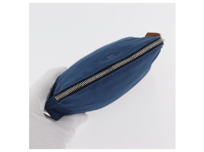 Hermès Pochette Bolide 15 in cotone Blu Auth bs34759A - vista 5