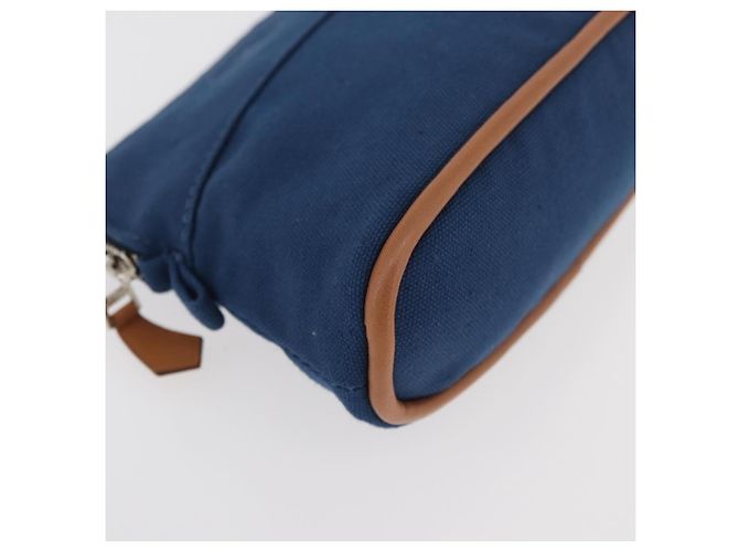 Hermès Pochette Bolide 15 in cotone Blu Auth bs34759A - vista 7