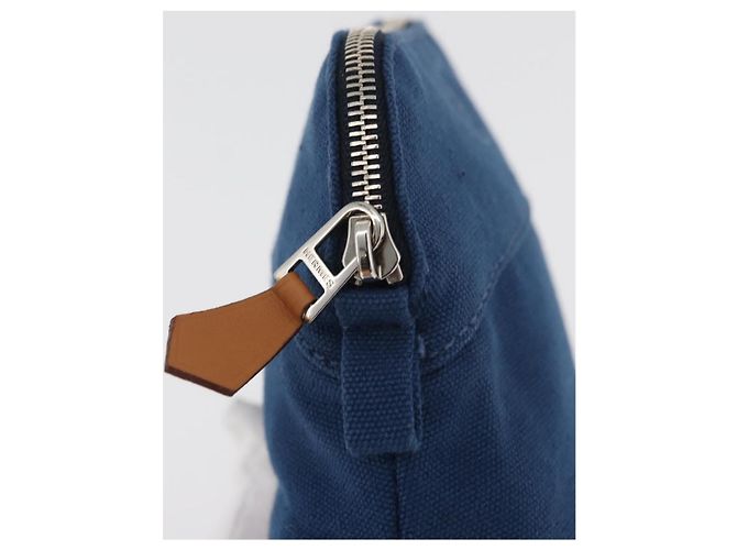 Hermès Pochette Bolide 15 in cotone Blu Auth bs34759A - vista 8