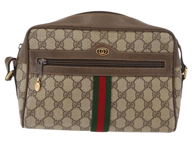 Gucci Borsa GG Supreme Web Sherry Line in PVC beige e rosso 68 02 005 Auth 176196 - vista 13