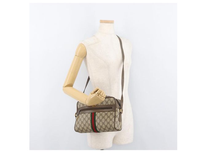 Gucci Borsa GG Supreme Web Sherry Line in PVC beige e rosso 68 02 005 Auth 176196 - vista 26