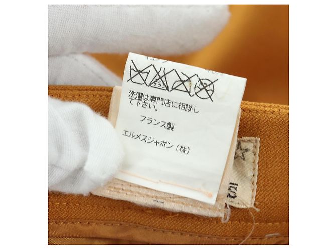 Hermès Falda HERMES de lana marrón Auth 174904A Castaño - vista 10