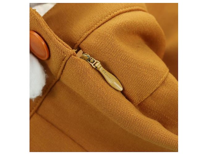 Hermès Falda HERMES de lana marrón Auth 174904A Castaño - vista 11