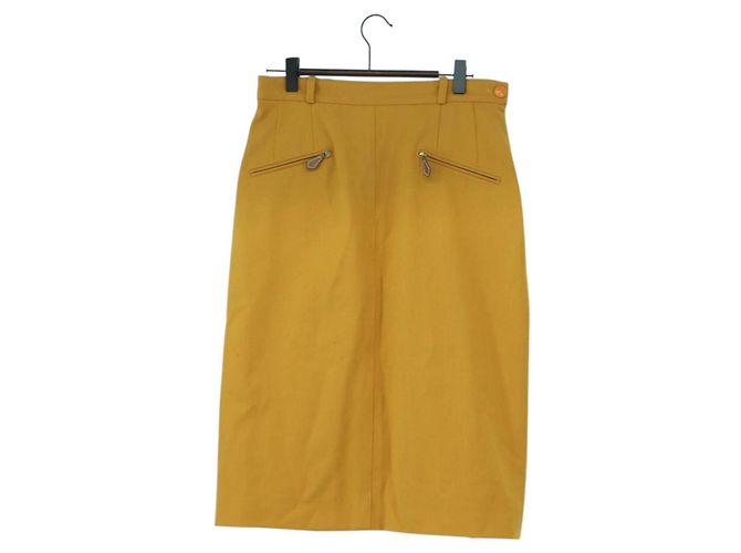 Hermès Falda HERMES de lana marrón Auth 174904A Castaño - vista 3
