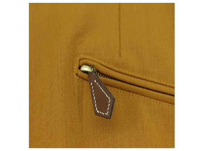Hermès Falda HERMES de lana marrón Auth 174904A Castaño - vista 6