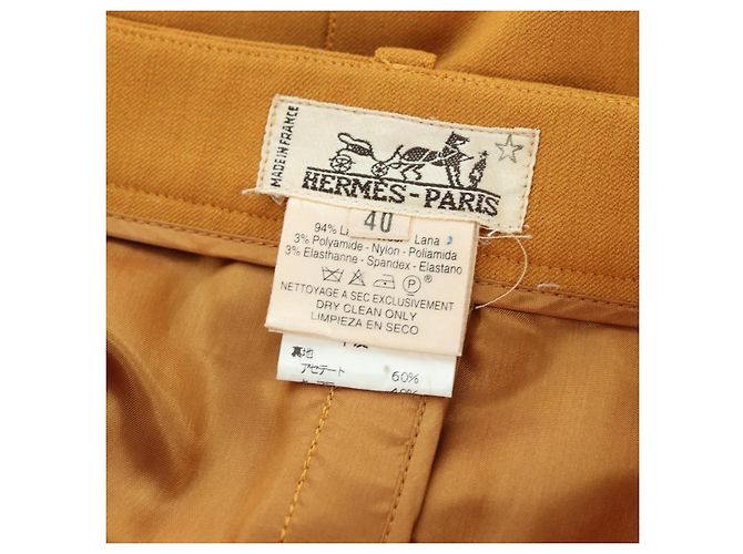 Hermès Falda HERMES de lana marrón Auth 174904A Castaño - vista 8